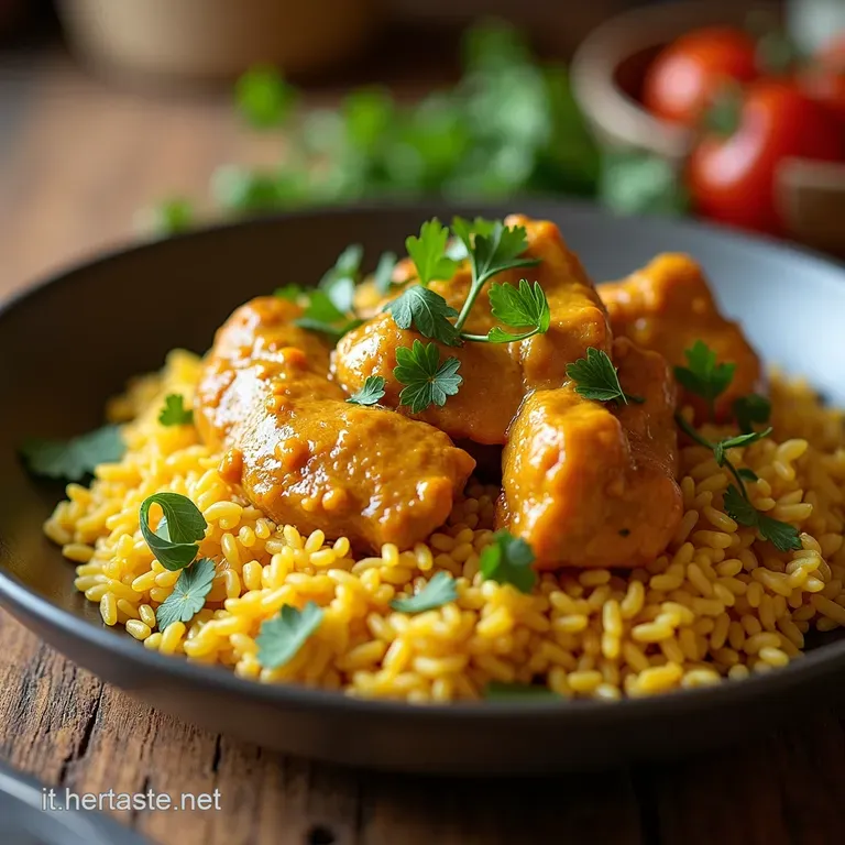 Pollo Al Curry Profumato Con Riso Basmati presentation