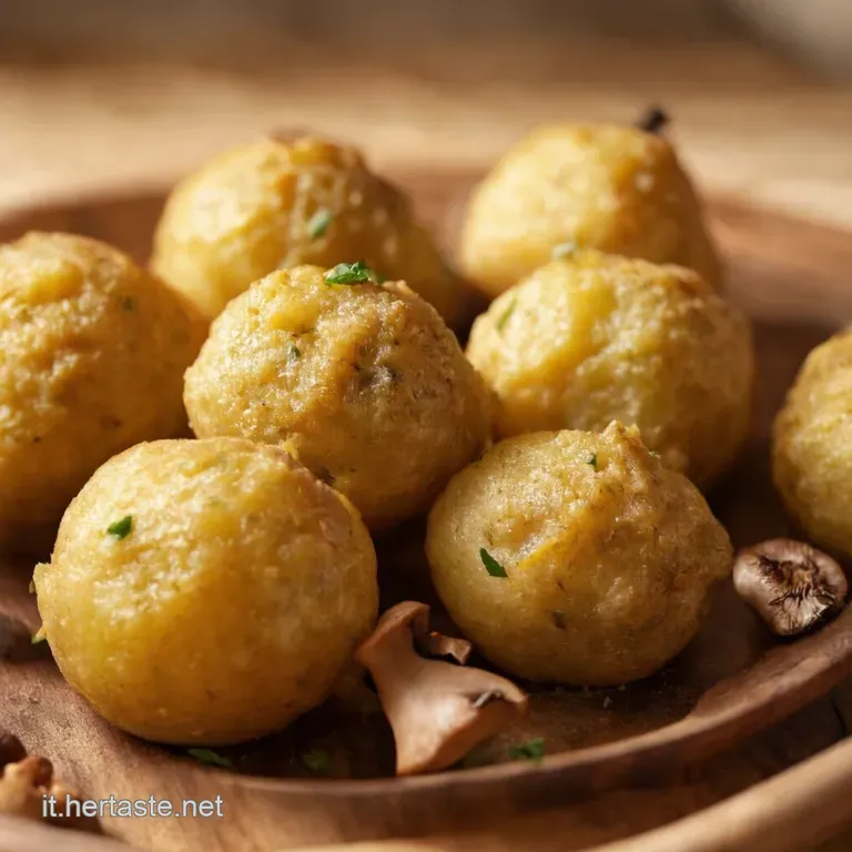 Polpette Di Patate Cremose Ai Funghi presentation