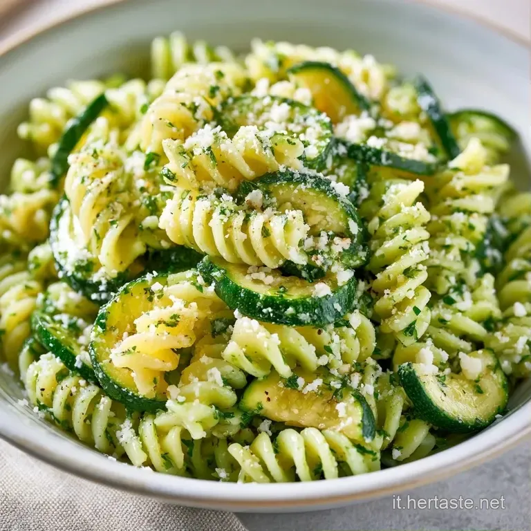 Presentazione curata di un primo piatto vellutato verde chiaro, con zucchine a dadini e un filo d'olio extravergine.