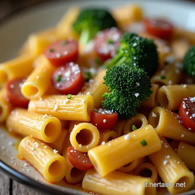 Rigatoni Cremosi Il Trionfo di Salsiccia Croccante e Cime di Broccoli