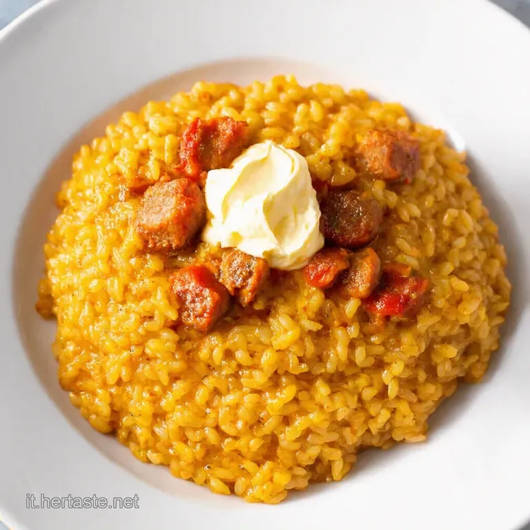 Risotto alla Milanese Ricco Salsiccia e Zafferano