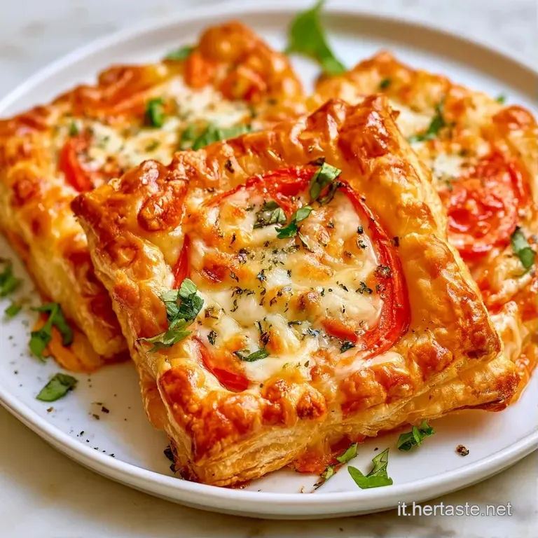 Involtini croccanti disposti su un piatto bianco, decorati con foglie di basilico fresco e un filo d'olio lucido.