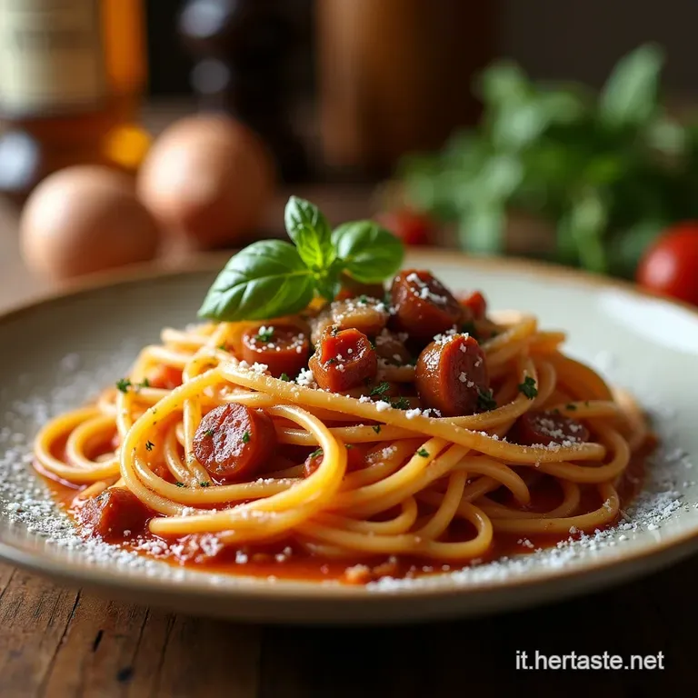 Spaghetti Rustici Alla San Martino Un Sugo Avvolgente Con Salsiccia Fresca E Funghi Porcini Secchi presentation