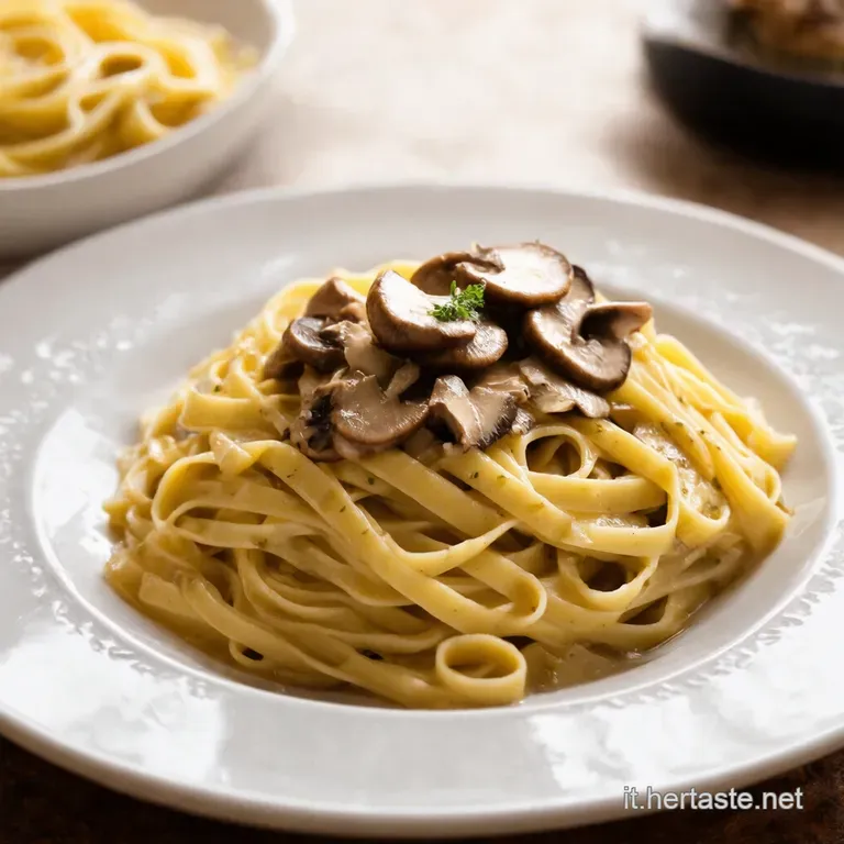 Tagliatelle Al Rag&ugrave; Bianco Di Funghi Porcini E Tartufo presentation