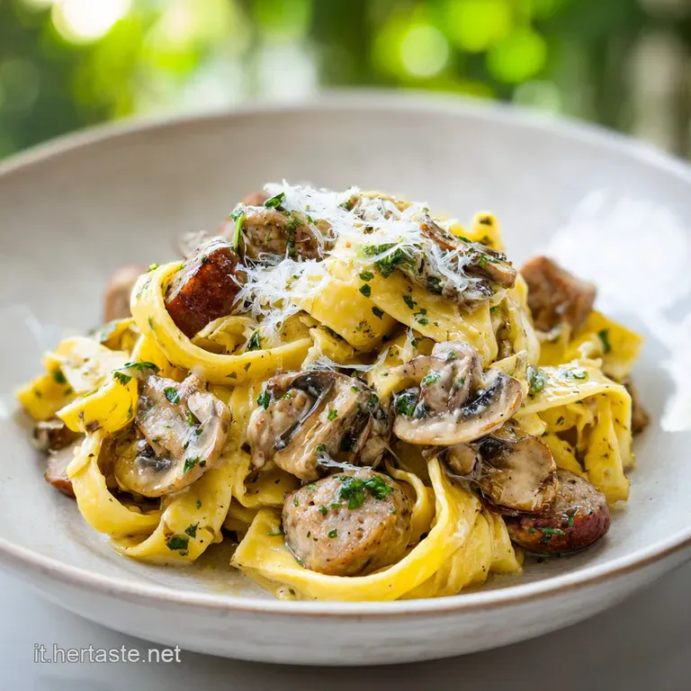 Creamy Tagliatelle with Sausage & Mushrooms
