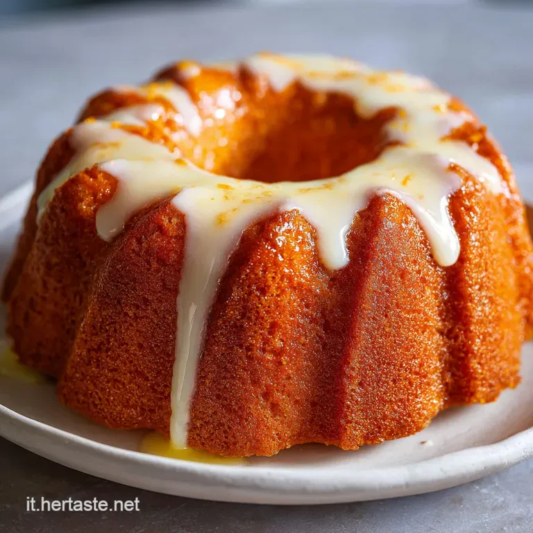 A wedge of warm, golden honey cake drizzled with amber honey, sits on a white plate alongside a dollop of whipped cream.