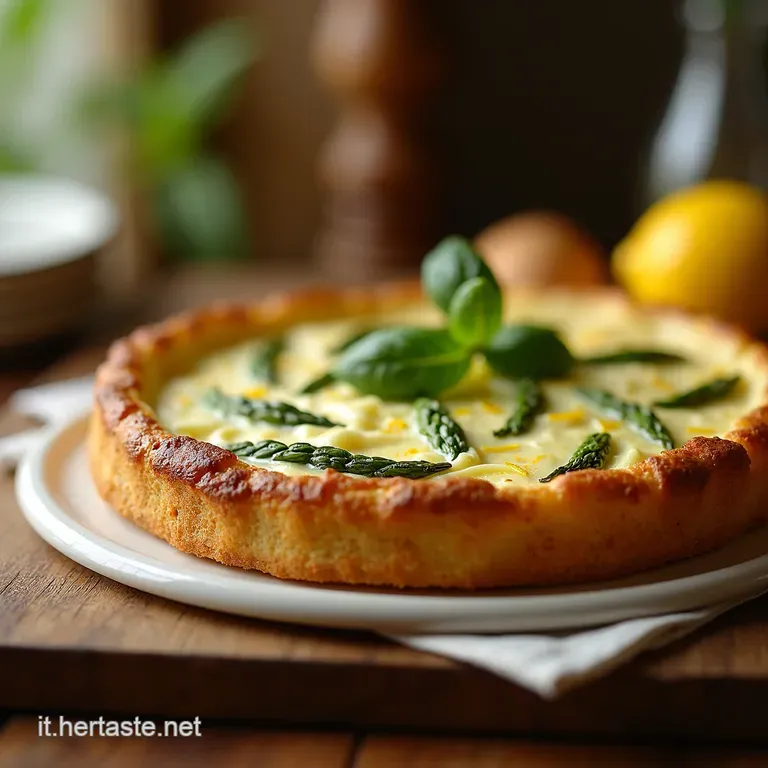 Torta Rustica Agli Asparagi Croccanti Ricotta Cremosa E Profumo Di Limone presentation