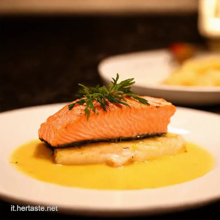 Trancio Di Salmone Alla Milanese Con Burro Al Limone E Aromi presentation