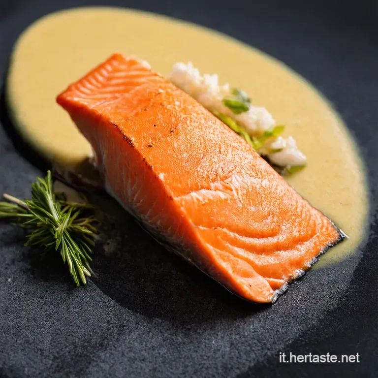 Trancio di Salmone Alla Milanese con Burro al Limone e Aromi