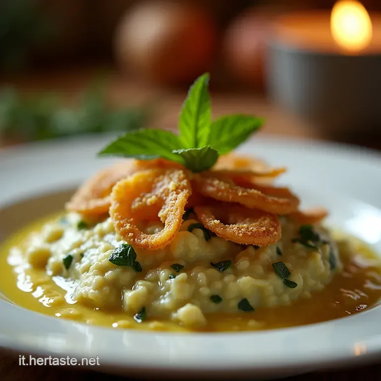 Vellutata Cremosa Di Fagioline Novelle Con Crispies Di Guanciale E Menta Fresca presentation