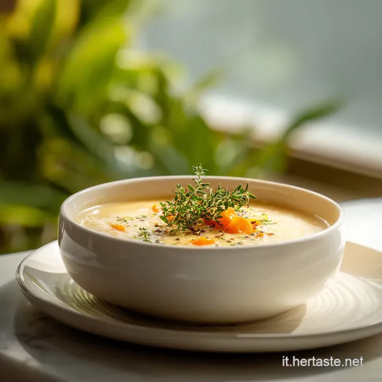 A comforting bowl of golden chicken and vegetable soup, garnished with fresh parsley and a drizzle of olive oil.
